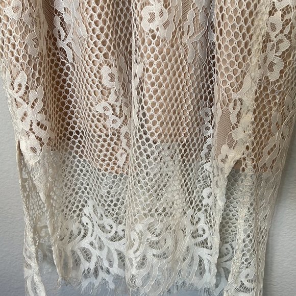 ASTR the Label Nude and Orange Lace Overlay V Neckline Slip Dress - Picture 9 of 9